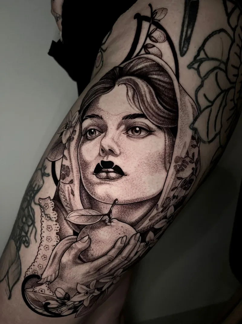 Tatuagem de corvo em preto e cinza no antebraço